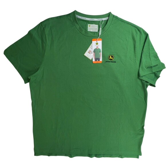 John Deere Mens XXL Green Short Sleeve Crew Neck Cotton Logo T-Shirt Embroidered - Picture 1 of 10